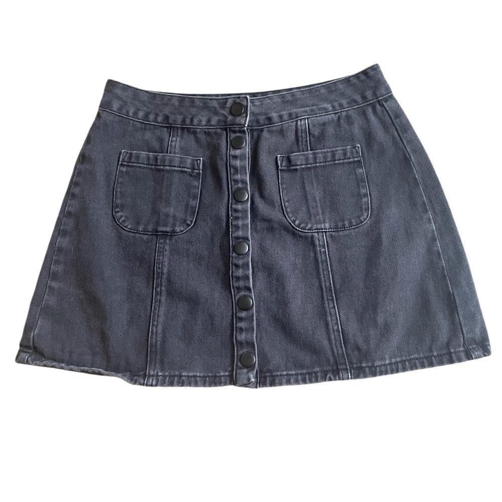 Brandy Melville Women's Black Patch Pocket Snap Button Jean Mini Skirt Size 27